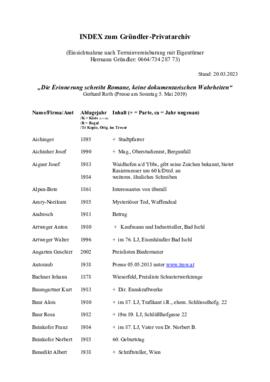 Index zum Privatarchiv Gründler