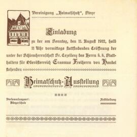 Einladung zur Heimatschutzausstellung (11.8.1912)