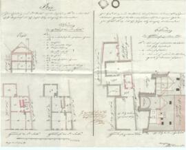 Gleinker Gasse 8: Aufstockung und Umbauten im Hof, Plan von Karl Hueber junior (12.06.1833)