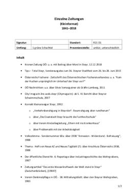 Einzelne Zeitungen im Kleinformat (1841-2018)