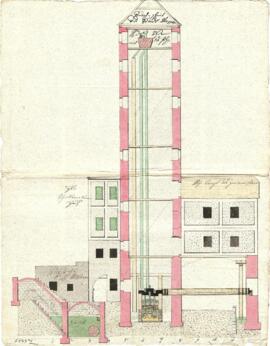 Zwischenbrücken 3, 4: Schnitt durch den Wasserturm (um 1830)