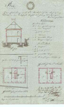 Sierninger Straße 99: Errichtung des Gebäudes, Plan von Karl Hueber junior (07.07.1834)