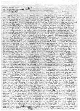 Brief von Onkel Fritz und Tante Karoline an Trude (15.9.1942)