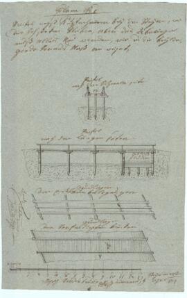Wehrgrabengasse: Errichtung der Brücke über das Überwasser, Plan von Joseph Vorderbrunner (28.04....