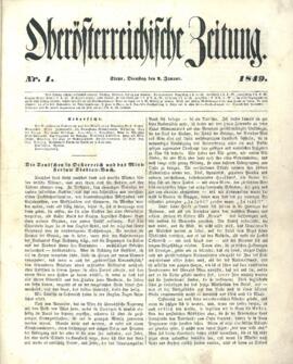 Schindler, Alexander Julius; Arming, F. W.: Oberösterreichische Zeitung, Steyr 1849.