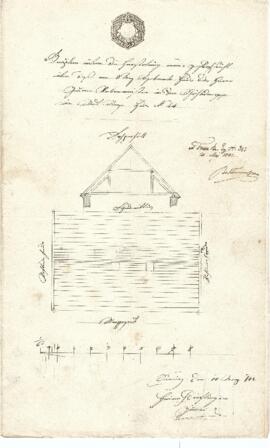 Schuhbodengasse 6: Dachausmittlung nach Brand, Plan von Heinrich Börstlinger (10.05.1842)