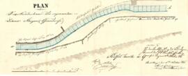 Errichtung der Bruderhausstiege, Grundriss und Schnitt von Karl Hueber jun. (26.10.1840)