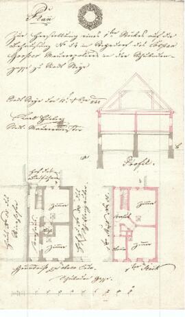 Schuhbodengasse 3: Aufstockung, Plan von Karl Hueber (12.09.1842)