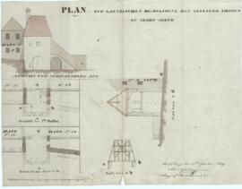 Gleinker Gasse: Bauaufnahme des abzutragenden Gleinker Tores, Plan von Karl Hueber Junior (23.02....