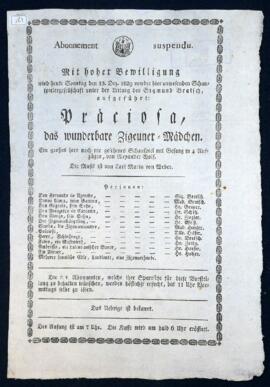 Präciosa, das wunderbare Zigeuner-Mädchen (15.12.1829)