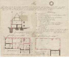 Hammerschmiedberg 16: Umbau und Aufstockung Quertrakt, Plan von Karl Hueber junior (27.07.1837)