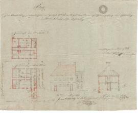 Kegelprielstraße 12: Erweiterung und Aufstockung, Plan von Karl Hueber junior (07.07.1838)