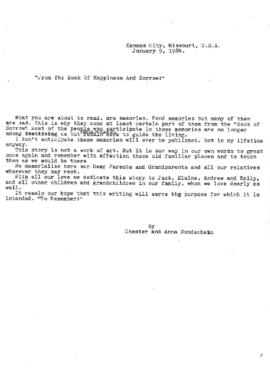 Mondschein, Chester; Mondschein, Anna: From the Book of Happiness And Sorrow! Kansas City 1984.