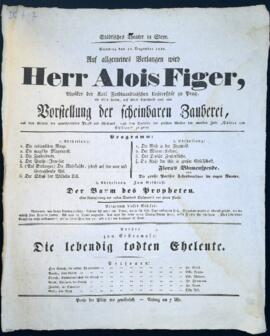 Herr Alois Figer, Vorstellung der scheinbaren Zauberei (17.12.1842)