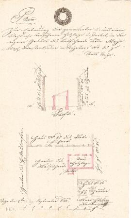 Sierninger Straße 33: Nebengebäude, Plan von Karl Hueber (02.09.1842)