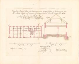 Berggasse 50: Einreichplan, Einbau von Wohnungen, Verkaufsladen statt Kegelbahn, Plan von Joh. Be...