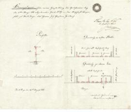Wieserfeldplatz 44: Neuerrichtung straßenseitige Fassade, Plan von Michael Glinser (31.08.1842)
