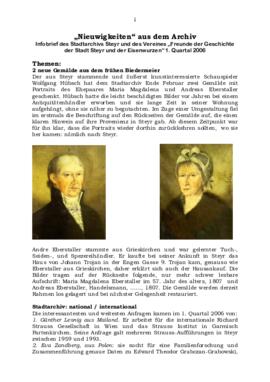 "Nieuwigkeiten" aus dem Archiv. Infobrief des Stadtarchivs Steyr und des Vereines &quot...