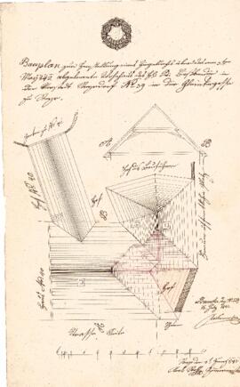 Gleinker Gasse 25: Einreichplan Dachausmittlung nach Stadtbrand, Plan von Karl Stohl (31.06.1842)