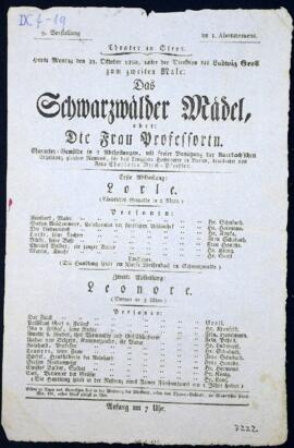 Das Schwarzwälder Mädel, oder Die Frau Professorin (21.10.1850)