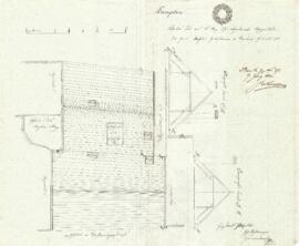 Sierninger Straße 3: Dachausmittlung nach Brand, Plan von Joh. Pichlwanger (05.05.1842)
