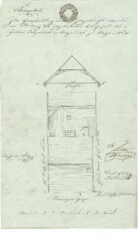 Sierninger Straße 1: Dachausmittlung nach Brand, Plan von Karl Stohl (10.05.1842)