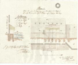 Haratzmüllerstraße 1: Anbau einer ennsseitigen Bierkühle, Plan von Karl Stohl (05.10.1838)