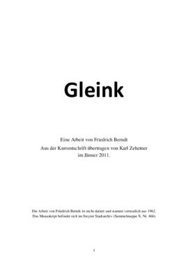 Berndt, Friedrich: Gleink, unveröffentlichtes Manuskript, Steyr um 1962.