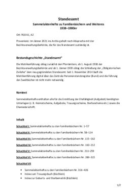 Sammelaktenhefte zu den Familienbüchern (1938-1980)