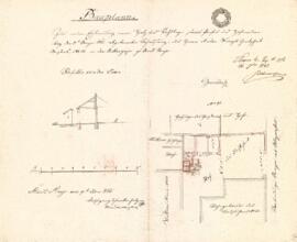 Mittere Gasse 22: Errichtung Nebengebäude und Abort, Plan von Wolfgang Schrattenholzer (09.09.1842)