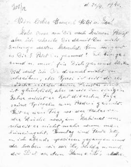 Brief aus Steyr (21.4.1940)