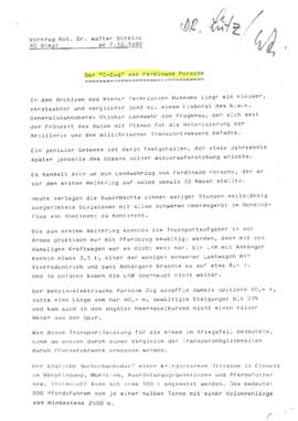 Streinz, Walter: Der "C-Zug" von Ferdinand Porsche (1980)