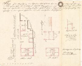 Sierninger Straße 26, Schlossergasse 3: Errichtung von Wohnhaus, Schmiede, Holzlage, Plan von Kar...