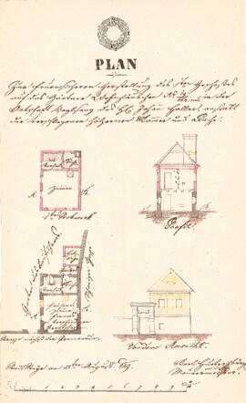 Handel Mazzetti-Promenade 8: Einreichplan, Aufstockung des Gärtnerwohnhauses, Plan von Karl Huebe...