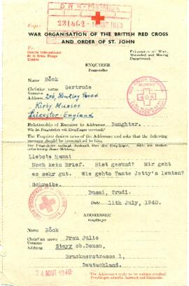 Gertrude an Julie (11.7.1940)