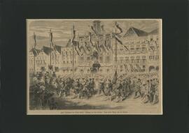 Aufzug vor dem Kaiser, zum Jubiläum der Stadt Steyr, nach einer Skizze von H. Claudi (1880)