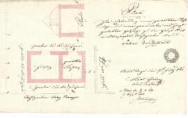 Mehlgraben 10: Errichtung eines Nebengebäudes nach Brand, Plan von Karl Hueber (17.07.1842)