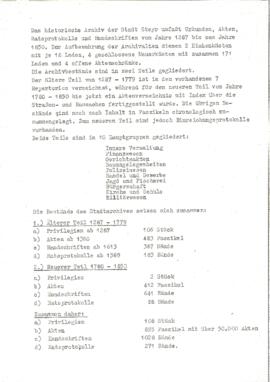 Übersicht über die Bestände (o.J.)