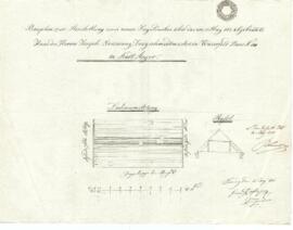 Wieserfeldplatz 42: Dachausmittlung nach Brand, Plan von Heinrich Börstlinger (10.05.1842)