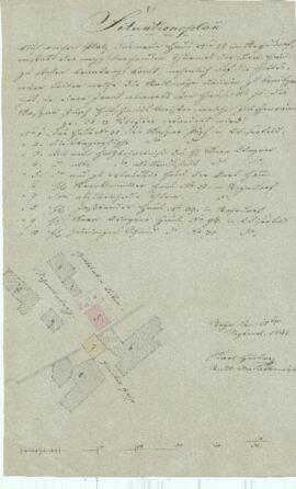 Gleinker Gasse: Abtragung des Gleinker Tores, Situationsplan von Karl Hueber (18.09.1842)