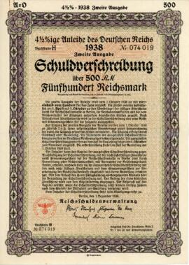 Schuldverschreibung über 500 Reichsmark (1.12.1938)