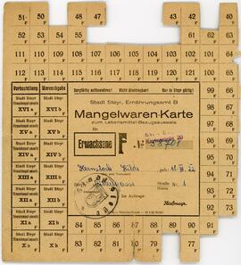 Mangelwaren-Karte für Hilde Kernstock (nach 1945)