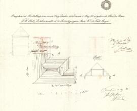 Mittere Gasse 1: Dachausmittlung nach Brand, Plan von Heinrich Dörflinger (22.06.1842)
