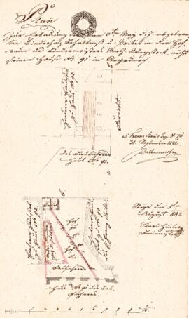 Sierninger Straße 21: Errichtung eines Nebengebäudes, Plan von Karl Hueber (05.08.1842)
