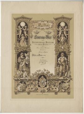 Erinnerungsblatt für Jakob Kautsch an die kulturhistorische Ausstellung (1884)