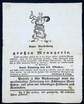 Letzte Ausstellung der großen Menagerie (o.J.)
