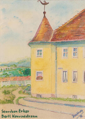 Storchen-Erker in der Bertl-Konrad-Straße (1958)