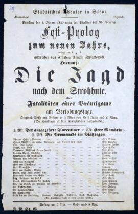 Die Jagd nach dem Stohhute, oder Fatalitäten eines Bräutigams am Verlobungstage (1.1.1859)
