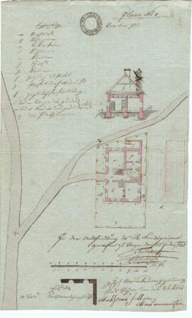 Michael Vogl-Straße 1:  Errichtung des Gebäudes, Plan von Mathias Faller (12.11.1834)