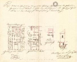 Wieserfeldplatz 35: Einreichplan rückwärtiger zweigeschossiger Anbau, Plan von Karl Hueber (13.07...